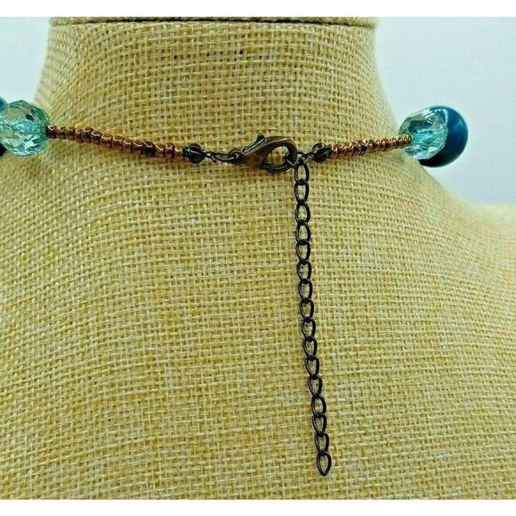 Beaded Choker Necklace Chunky Glass - Picture 5 of 5